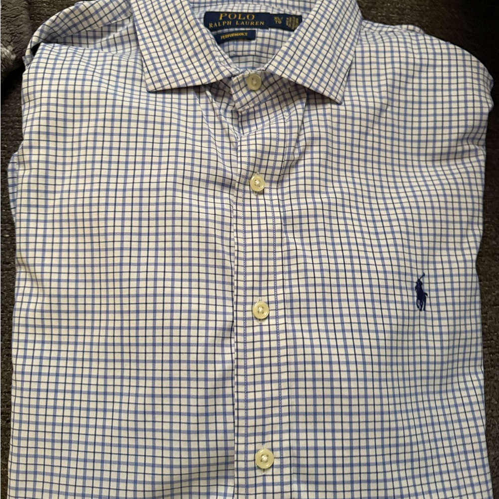 Polo by Ralph Lauren White and Blue Plaid Men's Shirt